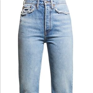 Re/Done High Waist 70s Crop Bootcut Jeans raw hem